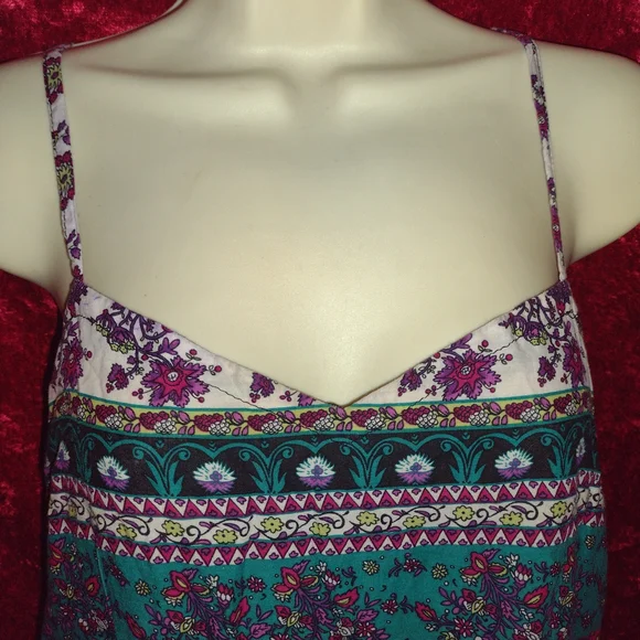 Bohemian Floral Strappy Cotton Dress sz L - Picture 2 of 5